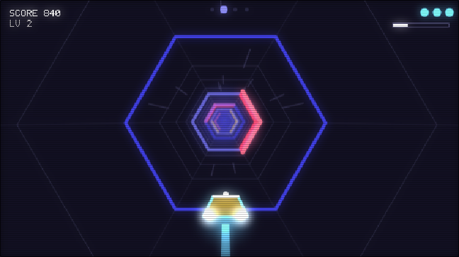 A glowing pixel-art neon racer running live on the JOY CONSOLE